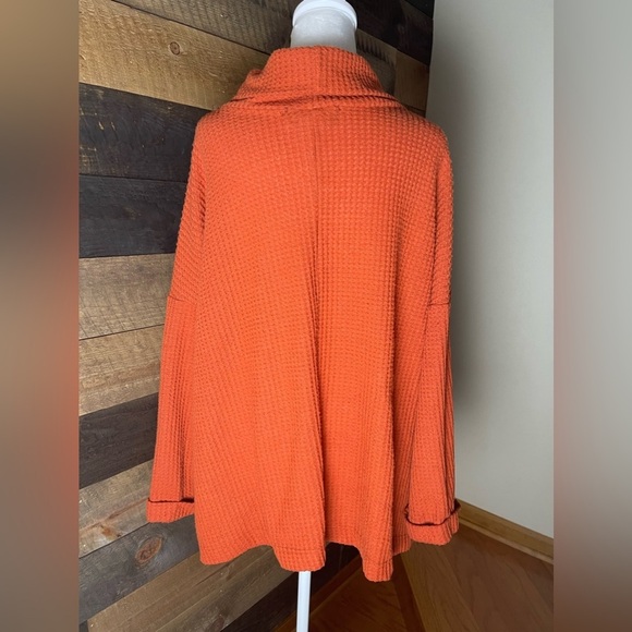 Anthropologie Sunday in Brooklyn Burnt Orange Waffle Knit Pullover Sweater Large - Picture 3 of 8